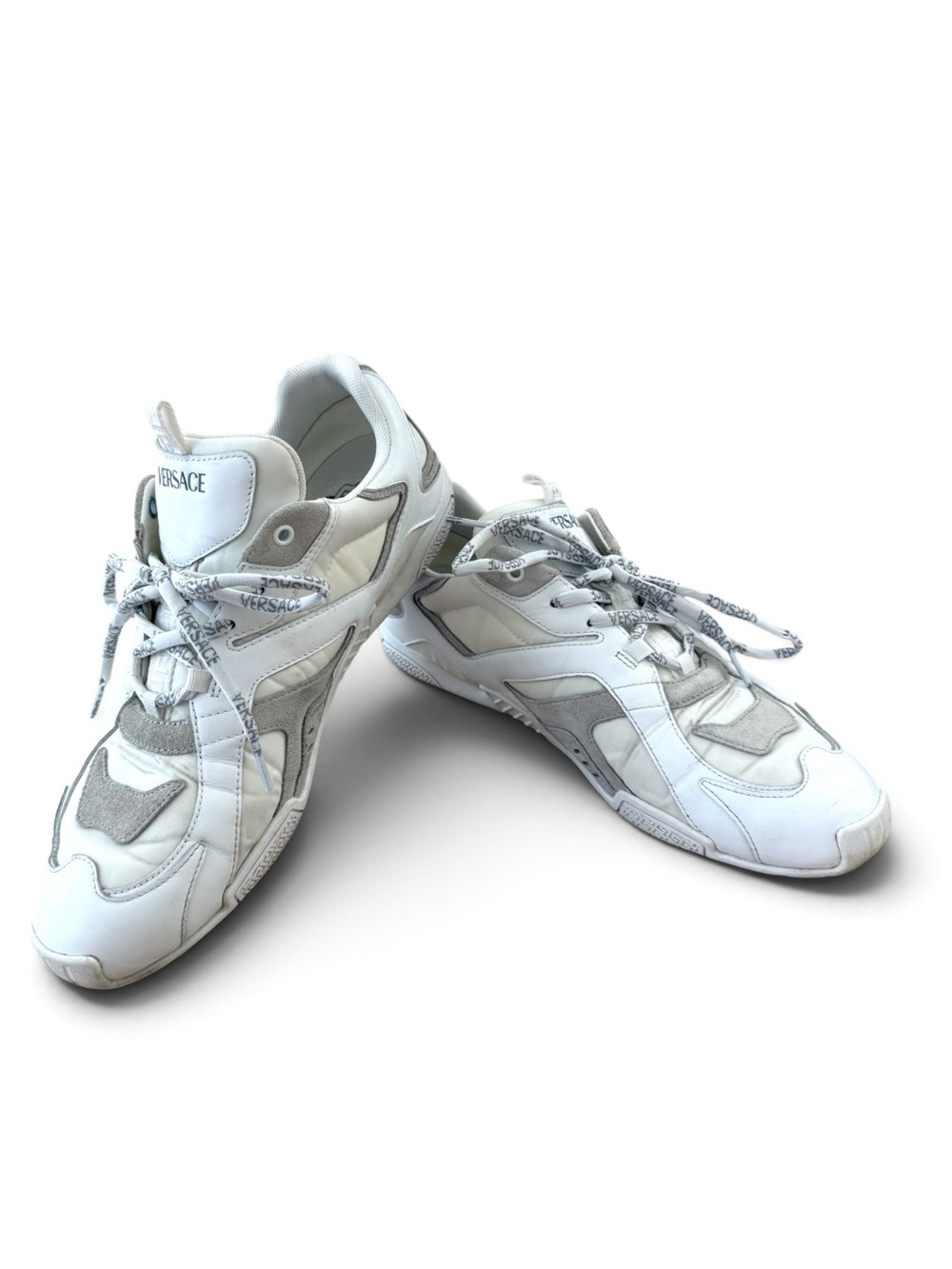 Versace MEN’S White and Light Gray Low-Top Sneakers